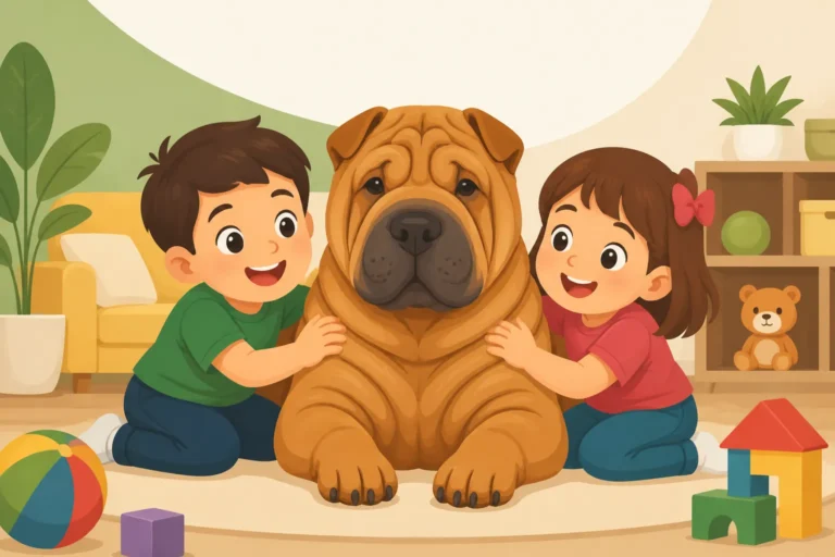 A Shar Pei With Children in the House