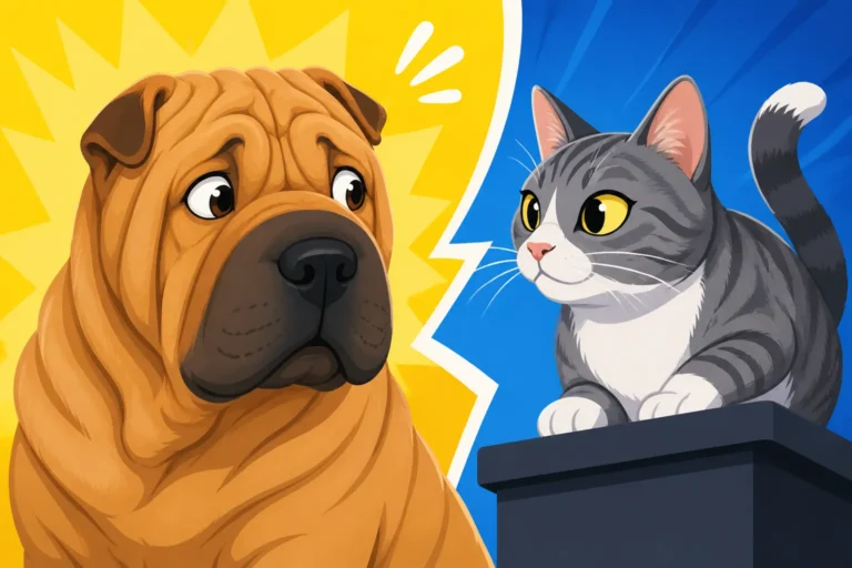 How a Shar Pei Reacts to a Cat