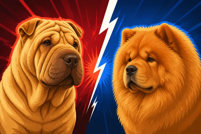 The Shar Pei Against a Chow Chow