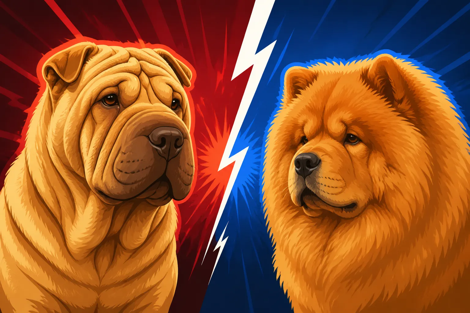 The Shar Pei Against a Chow Chow