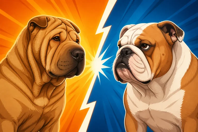 The Shar Pei Against a Bulldog